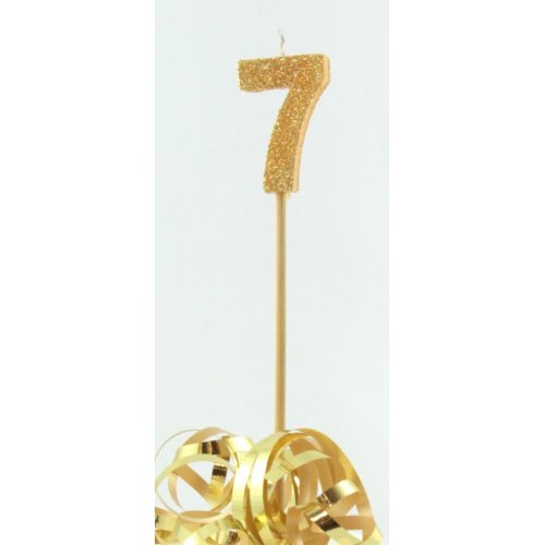 Gold Glitter Long Stick Candle #7 P1