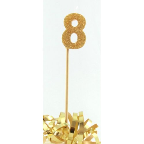 Gold Glitter Long Stick Candle #8 P1