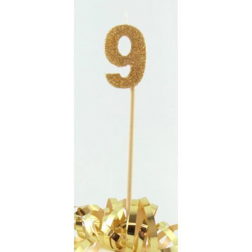 Gold Glitter Long Stick Candle #9 P1