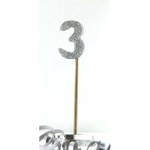 Silver Glitter Long Stick Candle #3 P1