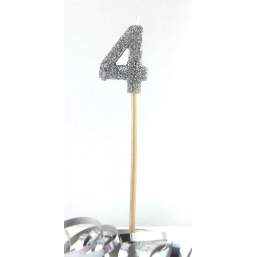 Silver Glitter Long Stick Candle #4 P1