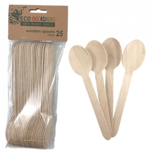 Wooden Spoons 155mm Pack 25