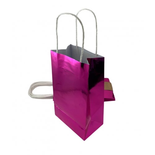 Party Bag Paper Metallic Pink 5pk