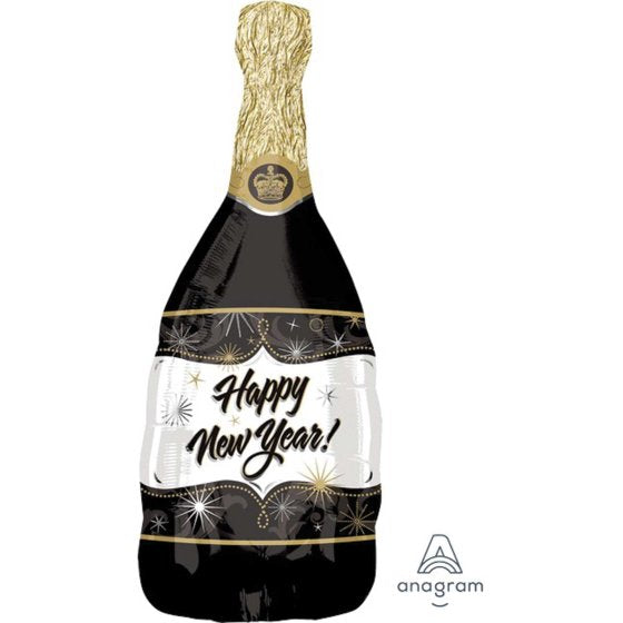 Champagne Bottle Happy New Year Supershape Foil Balloon