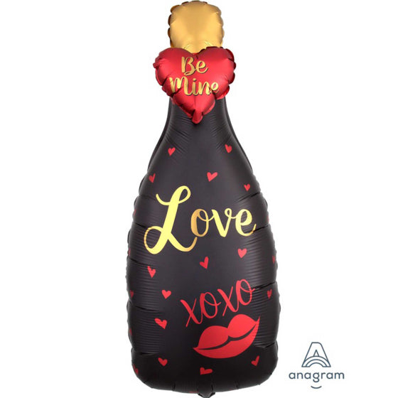 Be Mine Bubbly Love Bottle Supershape Foil Balloon