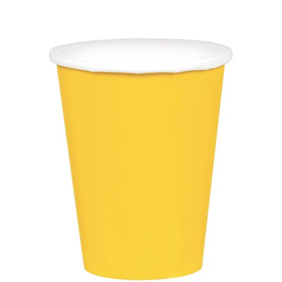 266ml Cups Paper 20 Pack - Yellow Sunshine