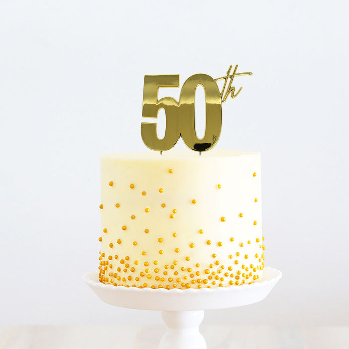 Gold Metal Cake Topper - 50th
