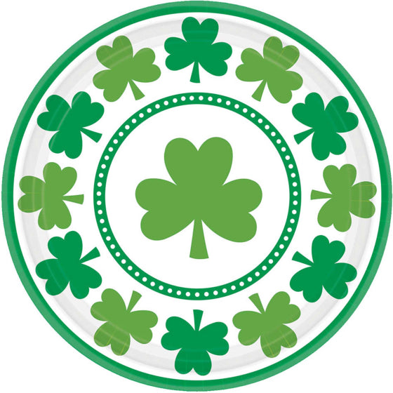 Lucky Shamrocks 17cm Round Paper Plates