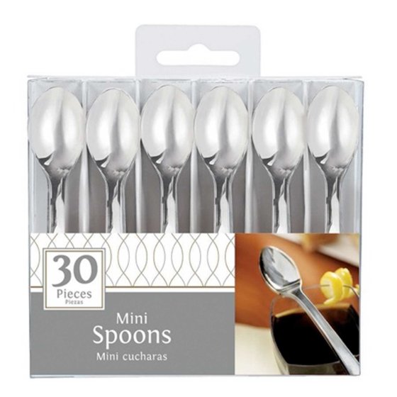Mini Catering Spoons Silver Plastic 30pk
