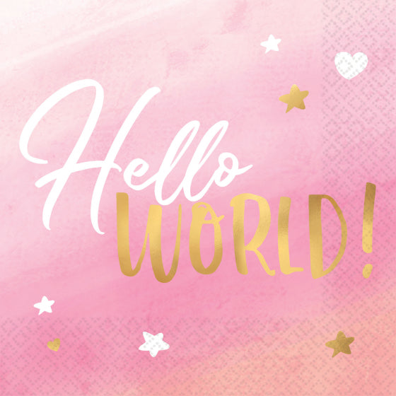 Hello World Pink Napkins