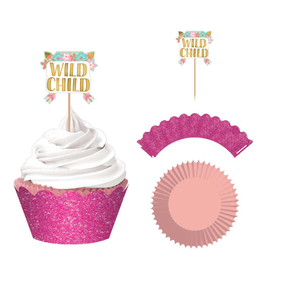Boho Birthday Girl Glittered Cupcake Kit