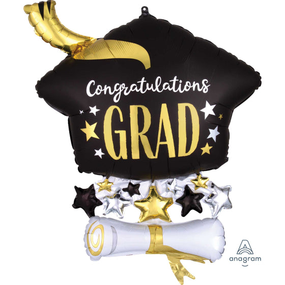 SuperShape Satin Infused Cap & Diploma Congratulations Grad