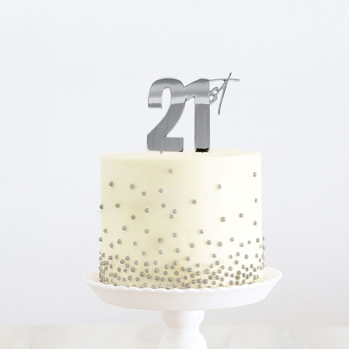 Silver Metal Cake Topper - 21st
