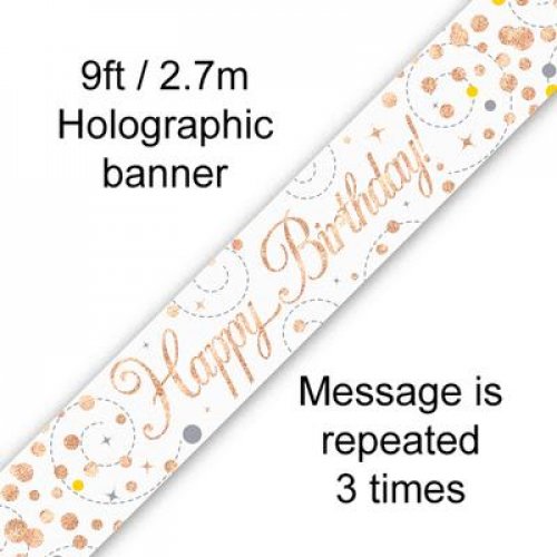 Sparkling Fizz Rose Gold Birthday Banner 2.7m