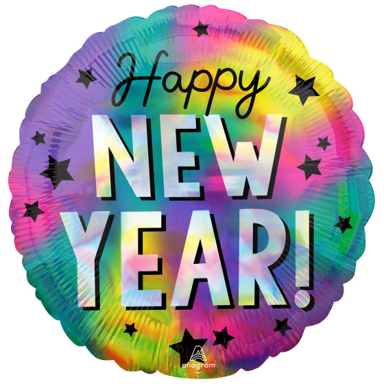 18inch Foil - Iridescent Happy New Year Stars