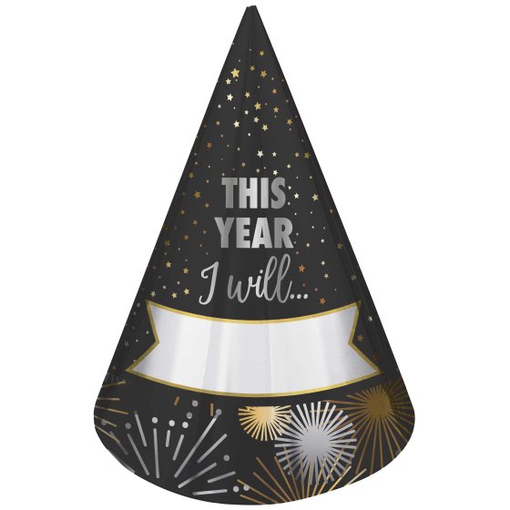 New Year's Eve Resolution Fill In Cone Hats - This Year I will