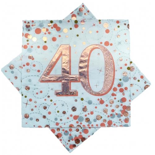 40th Birthday Sparkling Fizz Rose Gold Lunch Napkin