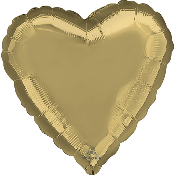 45cm White Gold Heart Shaped Foil Balloon