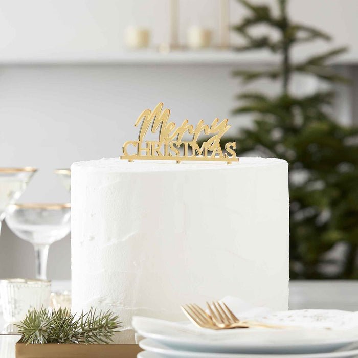 Touch Of Sparkle Gold Christmas Acrylic Cake Topper