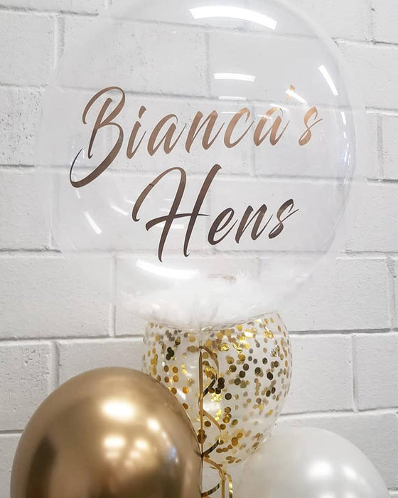 Personalised Gold & White Bubble Balloon Bouquet
