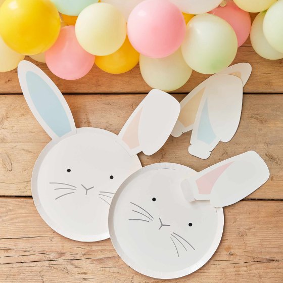Eggciting Easter Pastel Easter Bunny Paper Plates With Interchangeable Ears