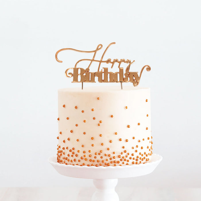 Rose Gold Metal Cake Topper - Happy Birthday
