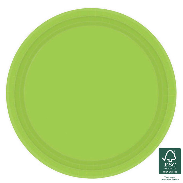 17cm Round Lunch Paper Plates - Kiwi Green 20pk