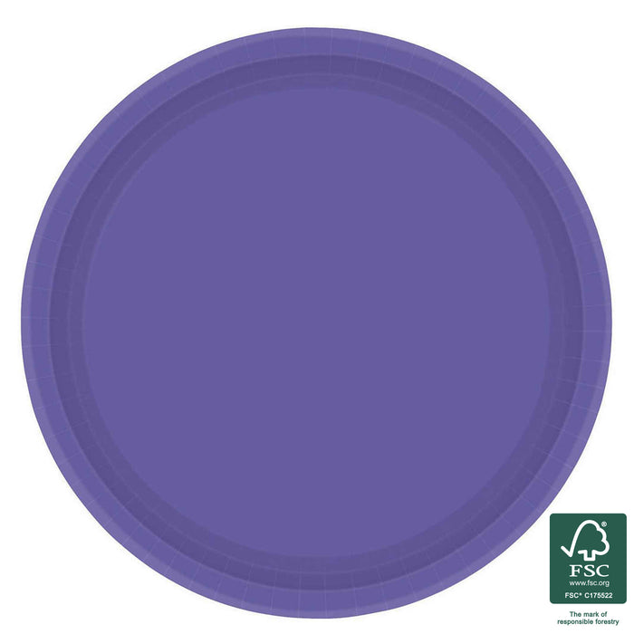 23cm Round Dinner Paper Plates - New Purple 20pk