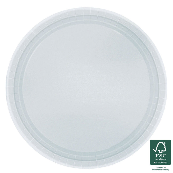 23cm Round Dinner Paper Plates - Silver 20pk