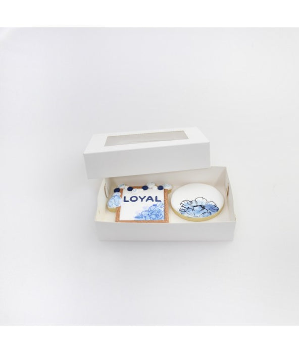 LOYAL Rectangle White Border Lid 2 Cookie Box 17.5cm x 11.5cm
