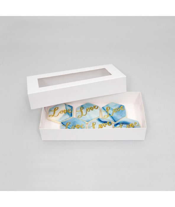 LOYAL Rectangle White Border Lid Cookie Box 22.5cm x 11.5cm
