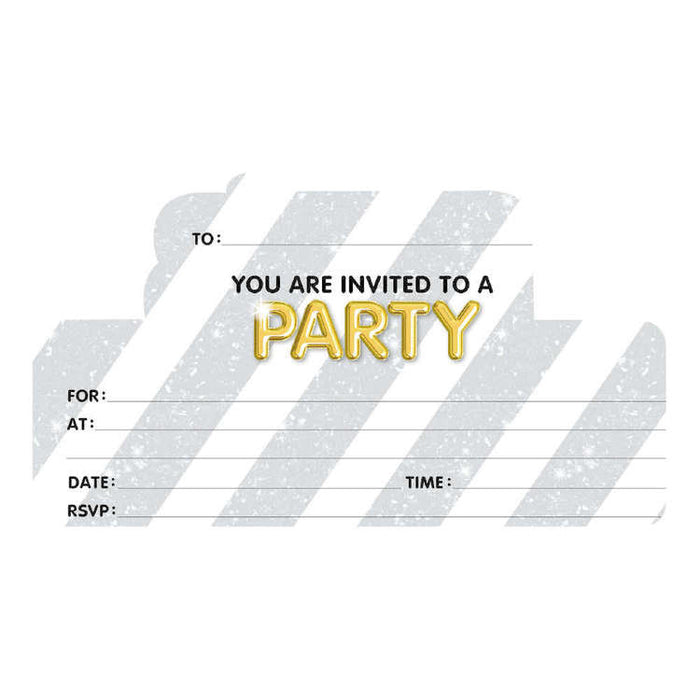 Lets Party Gold Invites 8pk