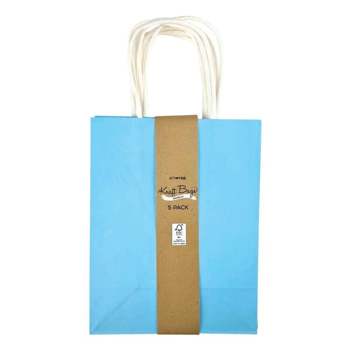 Paper Kraft Bag Large 5pk - Light Blue