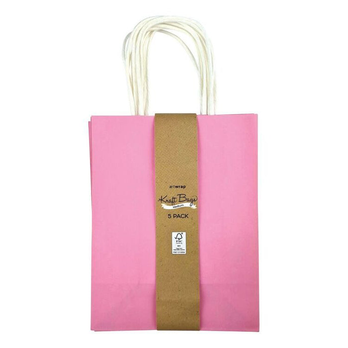 Paper Kraft Bag Medium 5pk - Light Pink