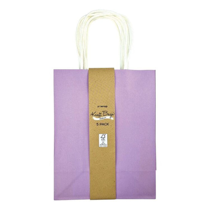 Paper Kraft Bag Large 5pk - Light Purple