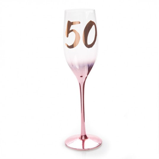 50th Birthday Blush Champagne Glass