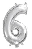 Foil 35cm Silver Number Balloons (0-9)