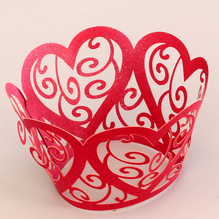 Cupcake Wrapper Pearl Red Hearts