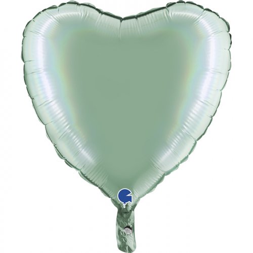 Holographic Platinum Tiffany Heart Shaped Foil Balloon