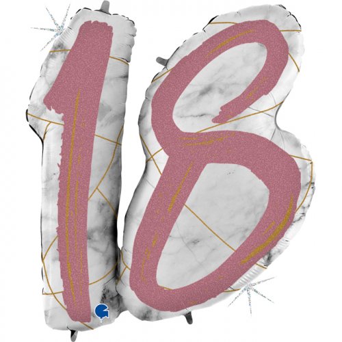 Double Digit Marble Mate Rose Gold #18 Supershape Foil Balloon