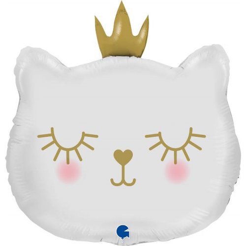 Cat Princess White Supershape Foil Balloon