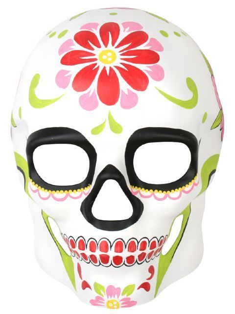 Mask Day Of The Dead Cream With Painted Red Flower