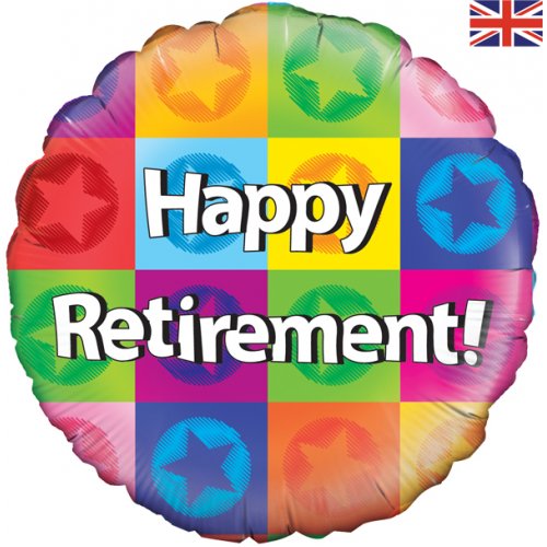 Happy Retirement Colourful Blocks 18inch Foil Balloon