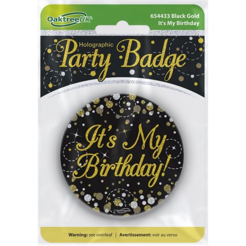 Badge Sparkling Fizz Birthday Black/Gold