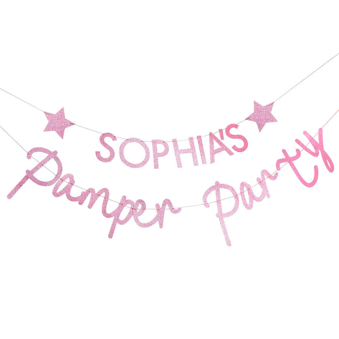 Pamper Party Pink Glitter Customisable Pamper Party Bunting