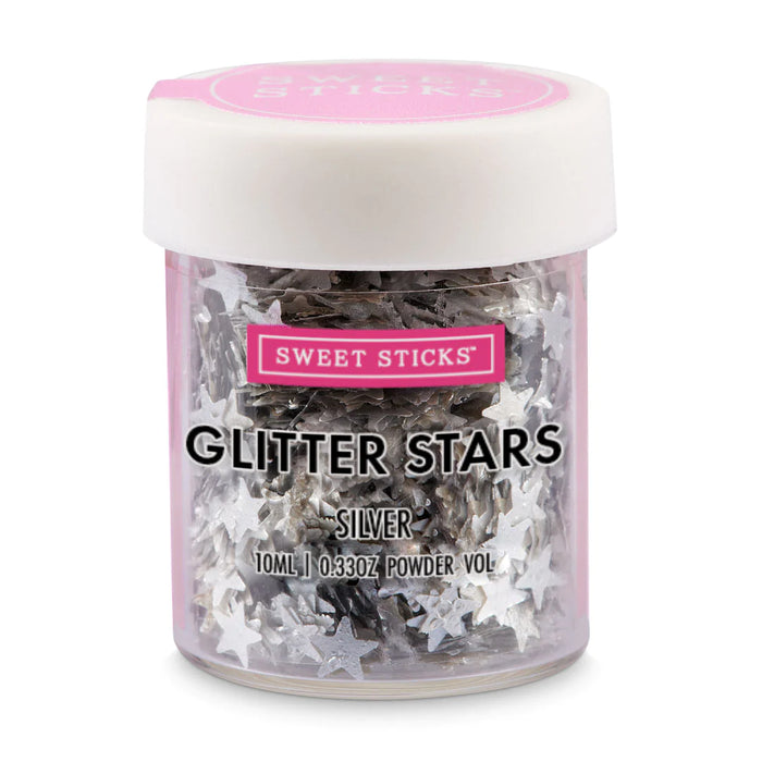 Silver Glitter Stars - Sweet Sticks