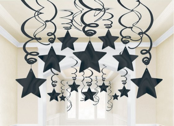 Black Star Swirl Decoration 30pk