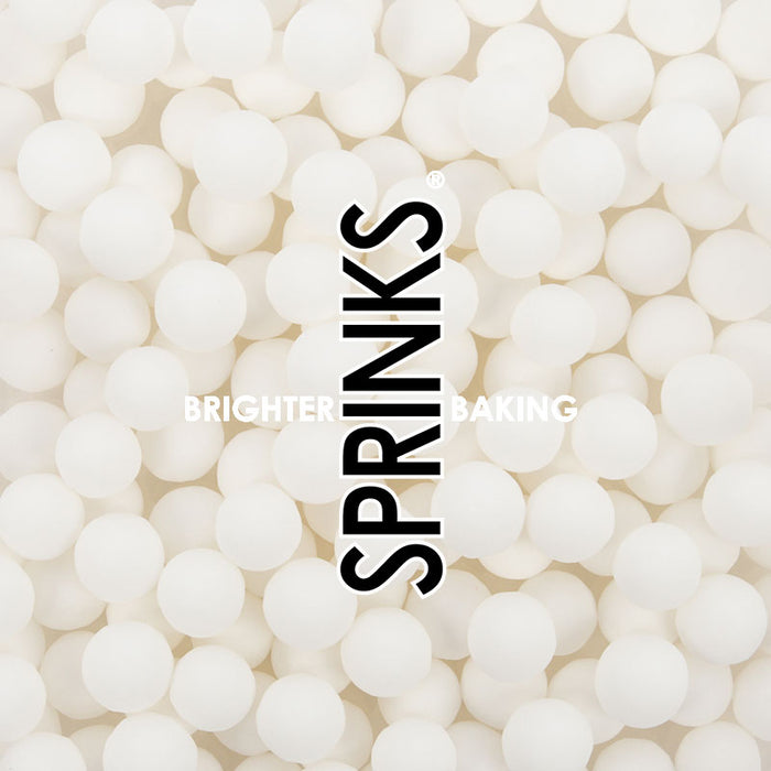 500g Cachous Pearl Beads MATTE WHITE 8mm - by Sprinks