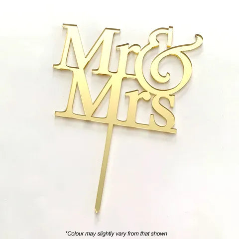 Mr & Mrs Gold Mirror Acrylic Cake Topper | Cake Craft