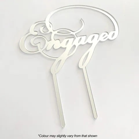 Engaged Silver Mirror Acrylic Cake Topper | Cake Craft